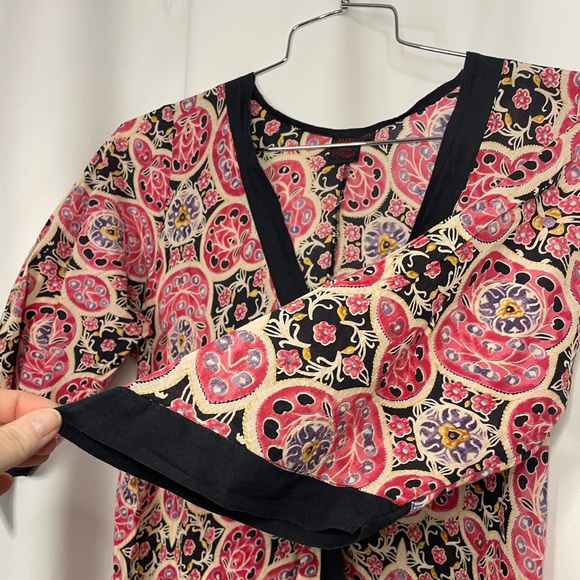 Aller Simplement multicolored 3/4 sleeve tunic w/ asymmetrical hem sz XL - Picture 4 of 13